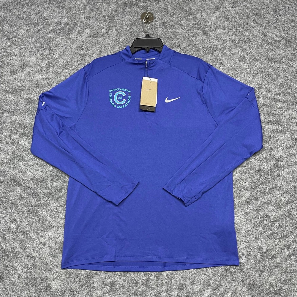 Nike Chicago Marathon Running Top Mens Large Blue Dri-FIT UV 40+ 1/4 Zip 2025
